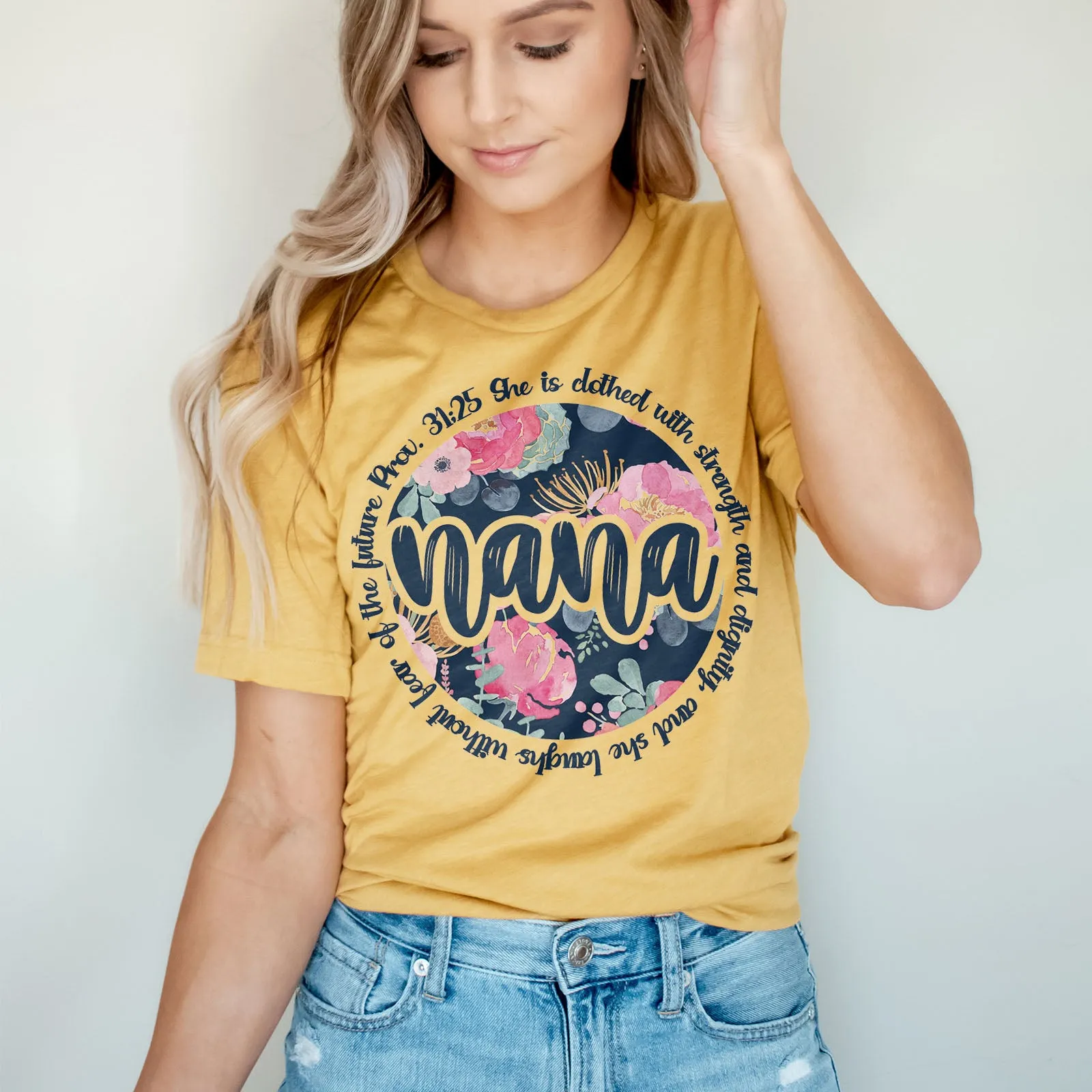 She Is Clothed With Strength - Proverbs 31:25 Nana Tee sold by Faithful and Co. product image thumbnail 3