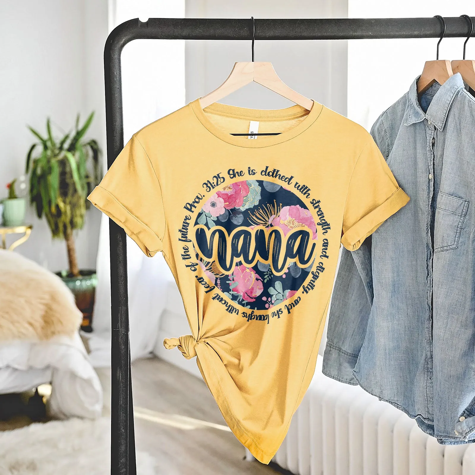 She Is Clothed With Strength - Proverbs 31:25 Nana Tee sold by Faithful and Co. product image thumbnail 4