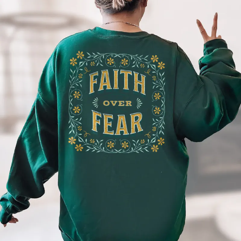 Faith Over Fear Vintage Floral Back Print Sweatshirt sold by Faithful and Co.