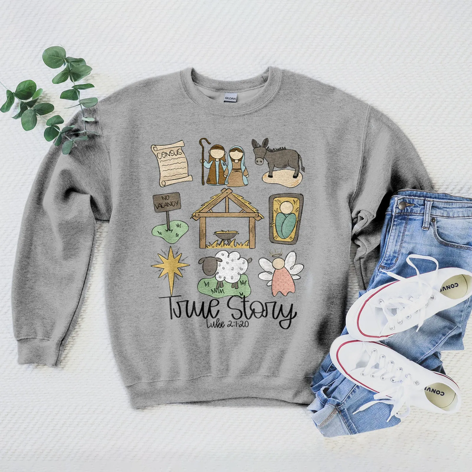 True Story - Luke 2:1-20 Sweatshirt sold by Faithful and Co.