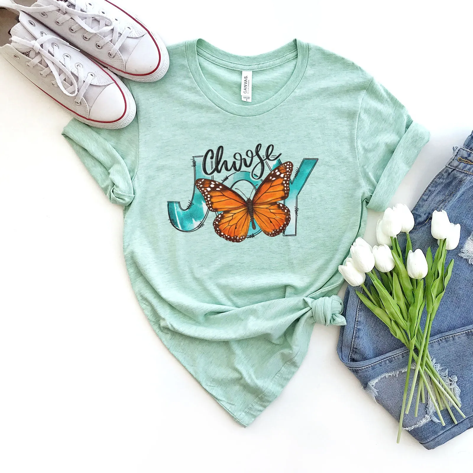 Choose Joy Butterfly Tee sold by Faithful and Co. product image thumbnail 4