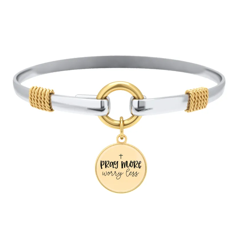 Pray More, Worry Less - Two-Tone Bracelet sold by Faithful and Co.