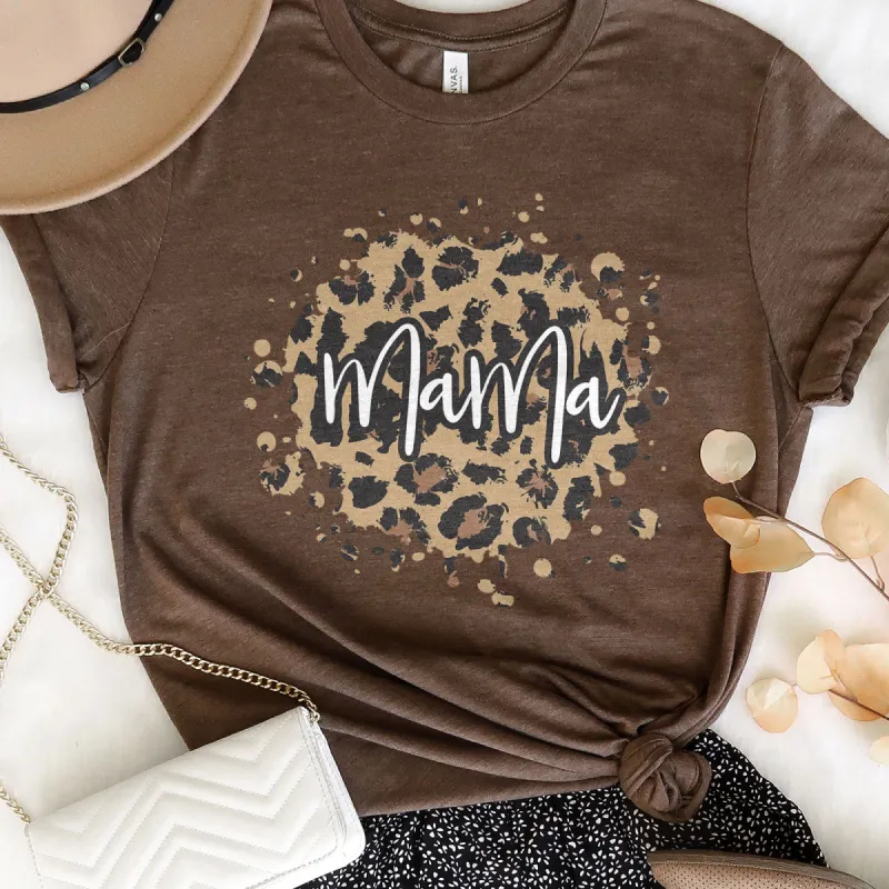Leopard Splash Mama Tee sold by Faithful and Co.