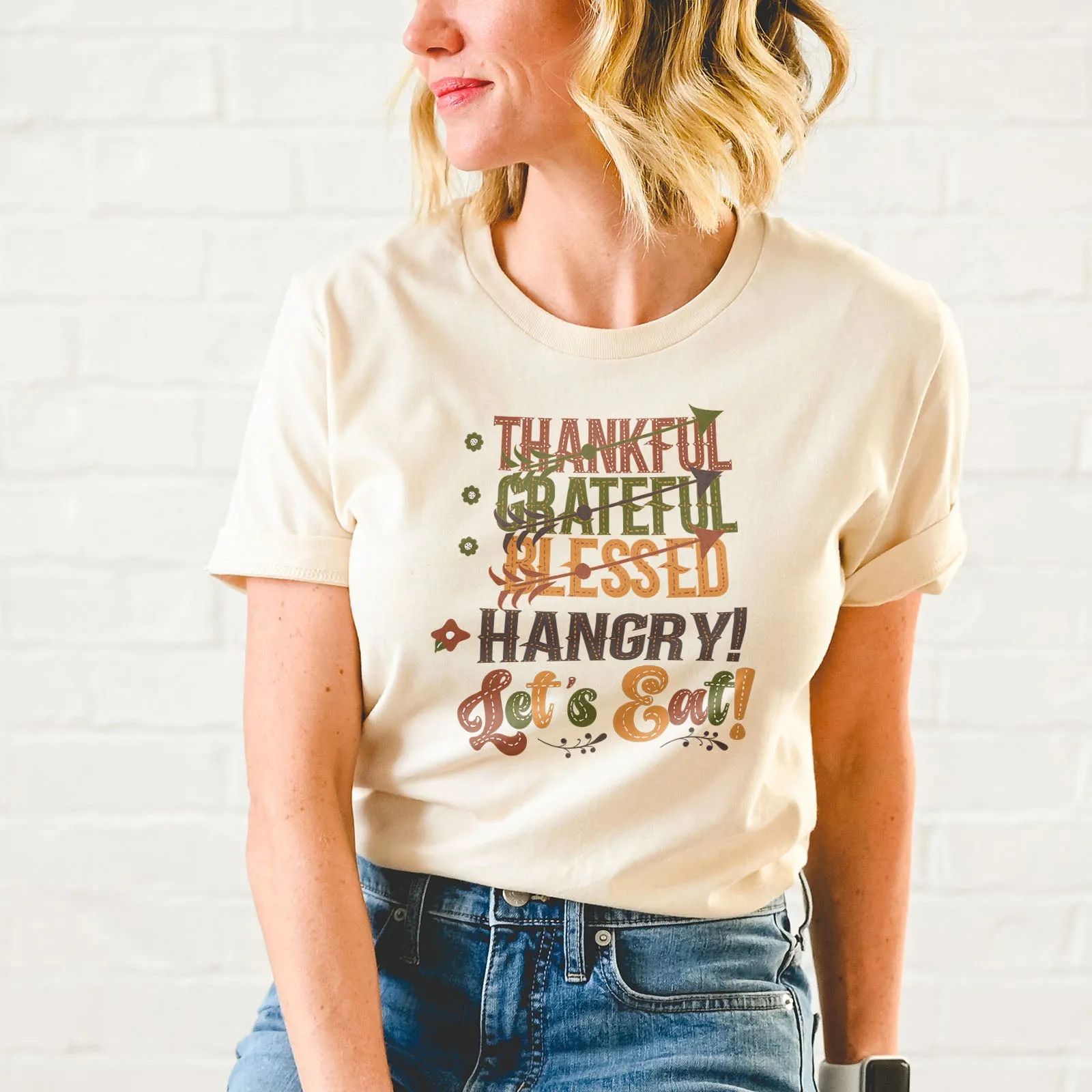 Thankful Grateful Blessed Hangry Tee sold by Faithful and Co. product image thumbnail 3