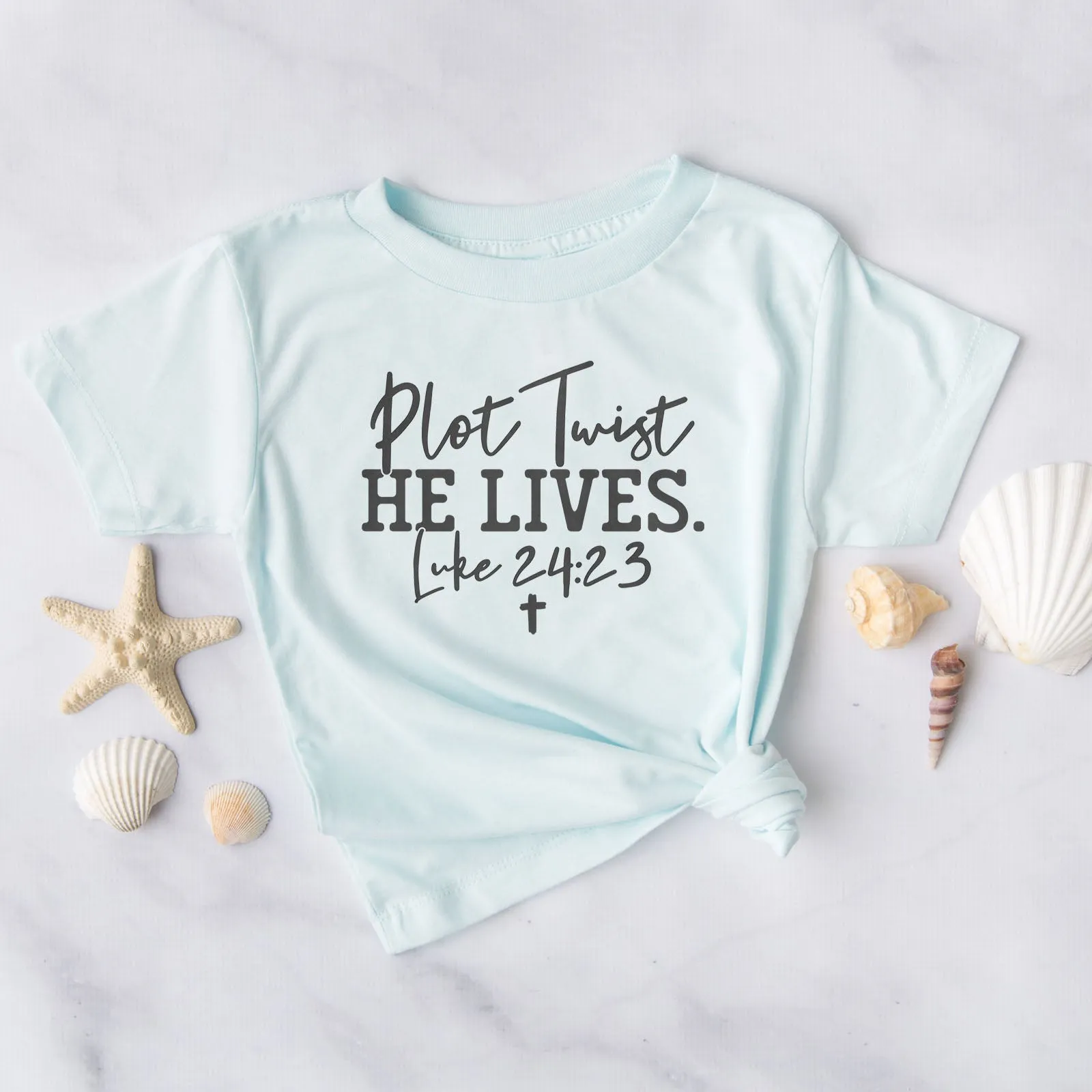 Plot Twist He Lives - Luke 24:23 Tee sold by Faithful and Co. product image thumbnail 5