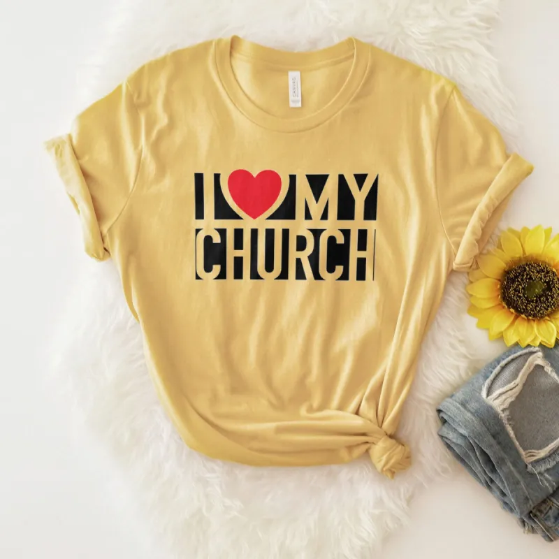 I Love My Church Tee sold by Faithful and Co.
