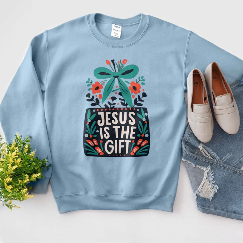 Jesus Is The Gift Floral Sweatshirt sold by Faithful and Co.