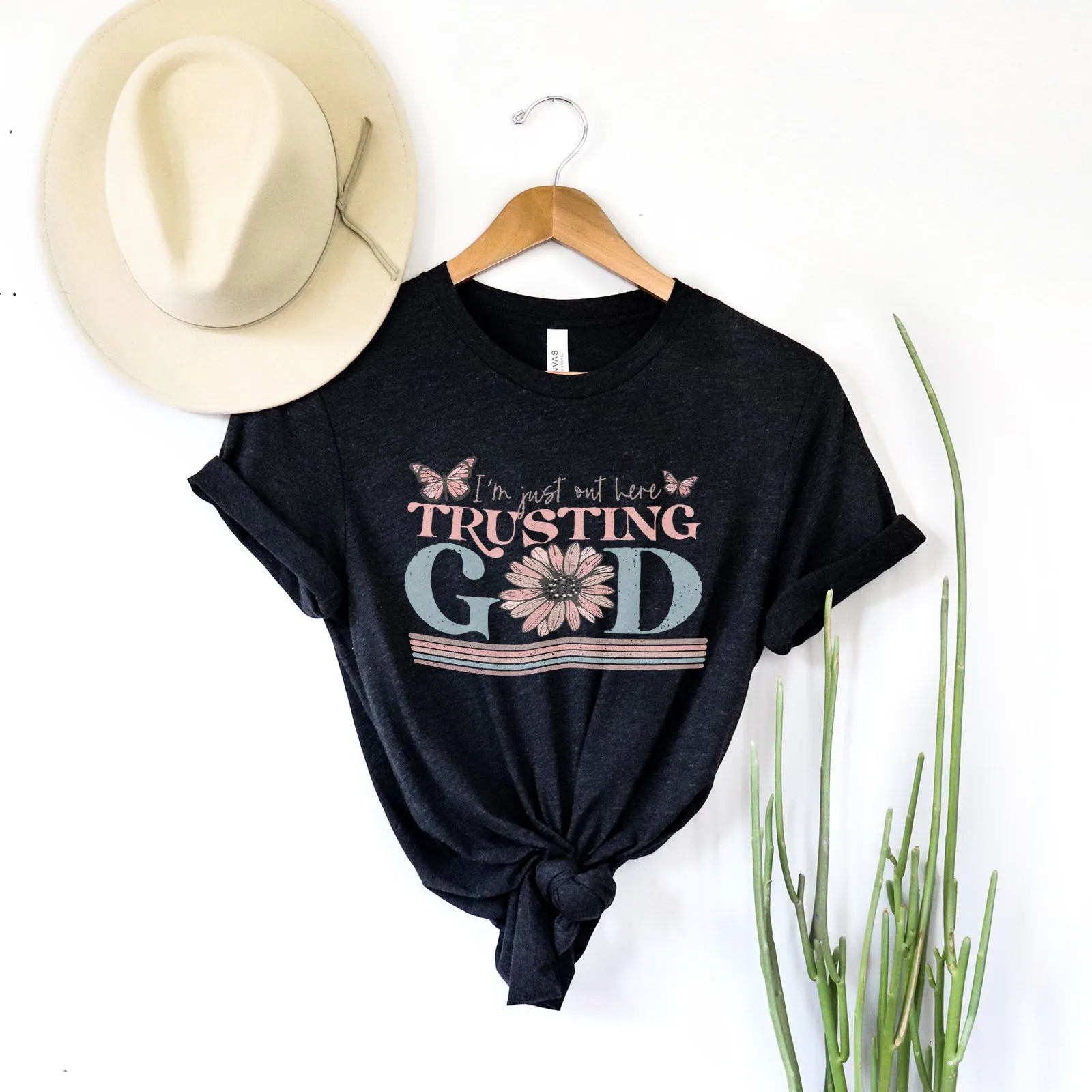 I'm Just Out Here Trusting God Tee sold by Faithful and Co. product image thumbnail 4