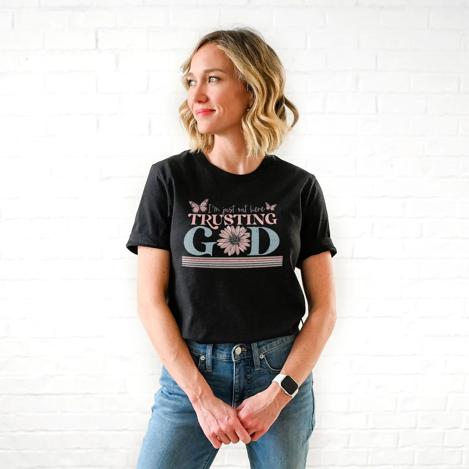 I'm Just Out Here Trusting God Tee sold by Faithful and Co. product image thumbnail 2