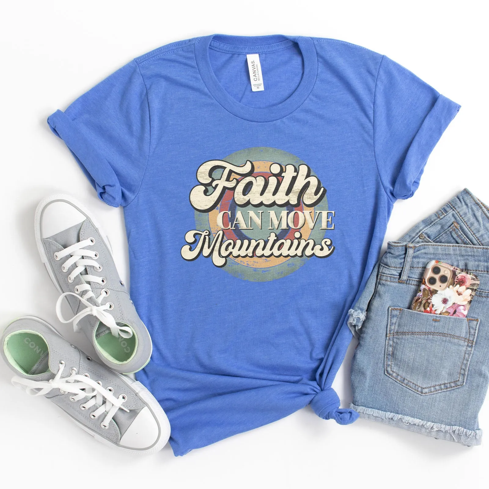 Faith can move mountains, Retro Tee sold by Faithful and Co.