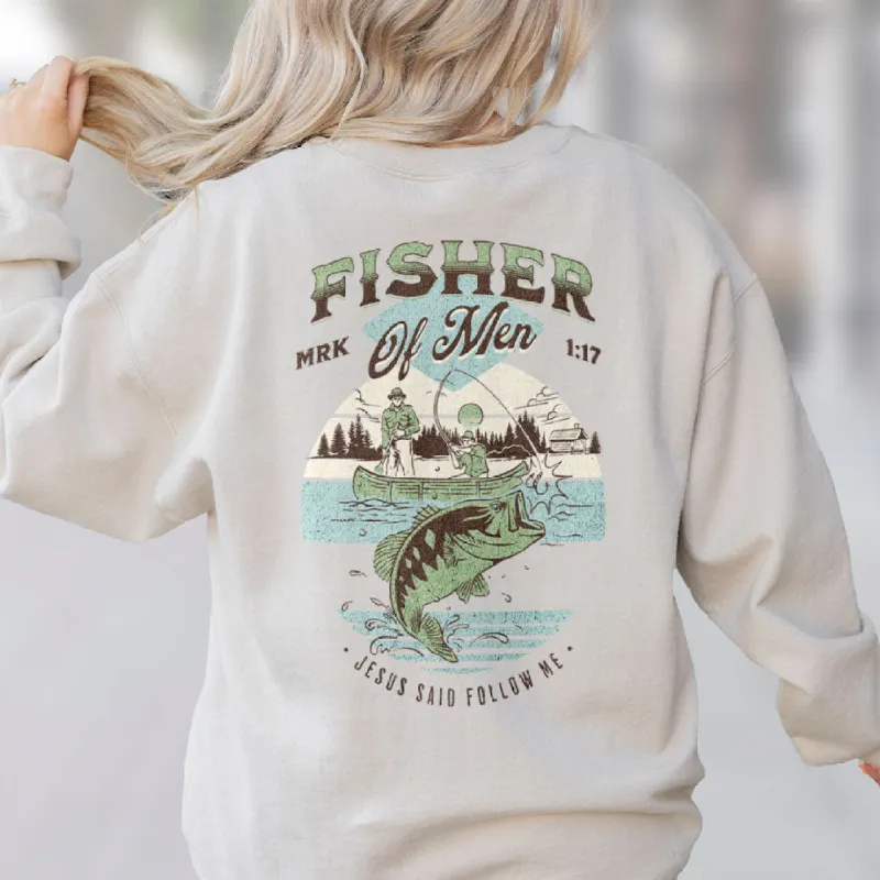 Fisher of Men - Mark 1:17 Back Print Sweatshirt sold by Faithful and Co.