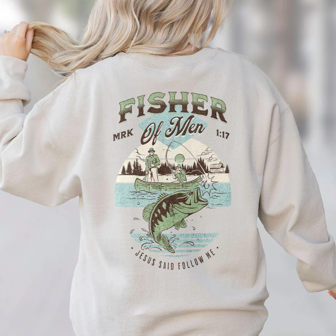 Fisher of Men - Mark 1:17 Back Print Sweatshirt sold by Faithful and Co.