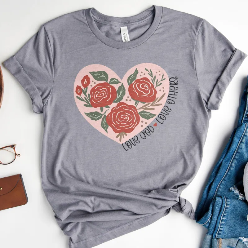 Love God Love Others Rose Tee sold by Faithful and Co.
