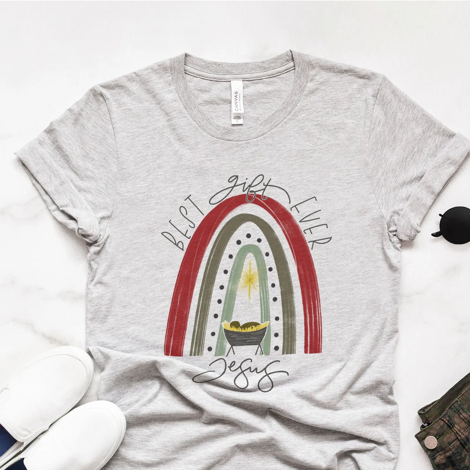 Rainbow Best Gift Ever Jesus Tee sold by Faithful and Co.