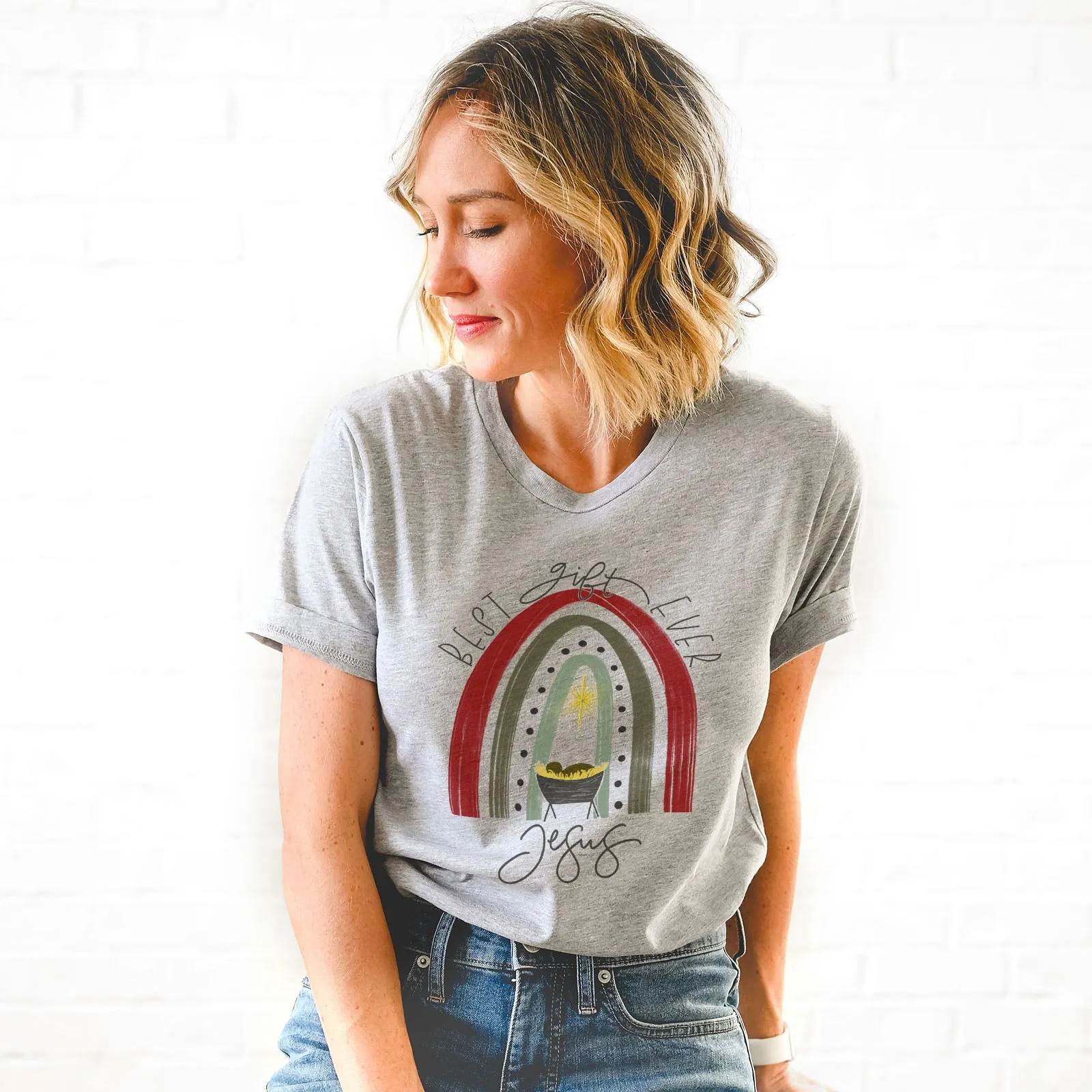 Rainbow Best Gift Ever Jesus Tee sold by Faithful and Co. product image thumbnail 3