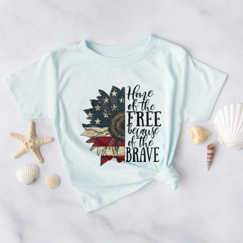 Home of the Free USA Flower Tee sold by Faithful and Co.