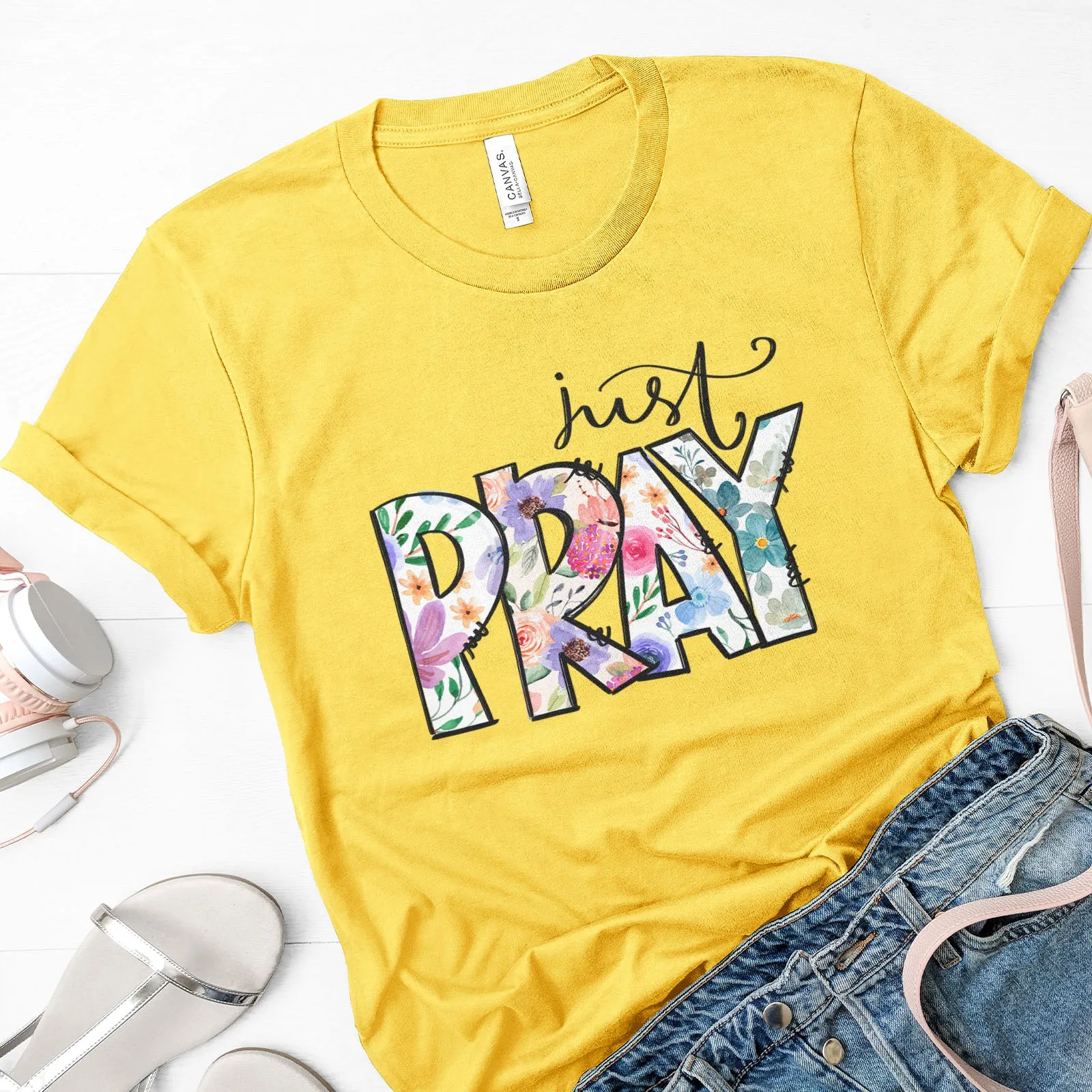 Just Pray Boho Tee sold by Faithful and Co. product image thumbnail 3