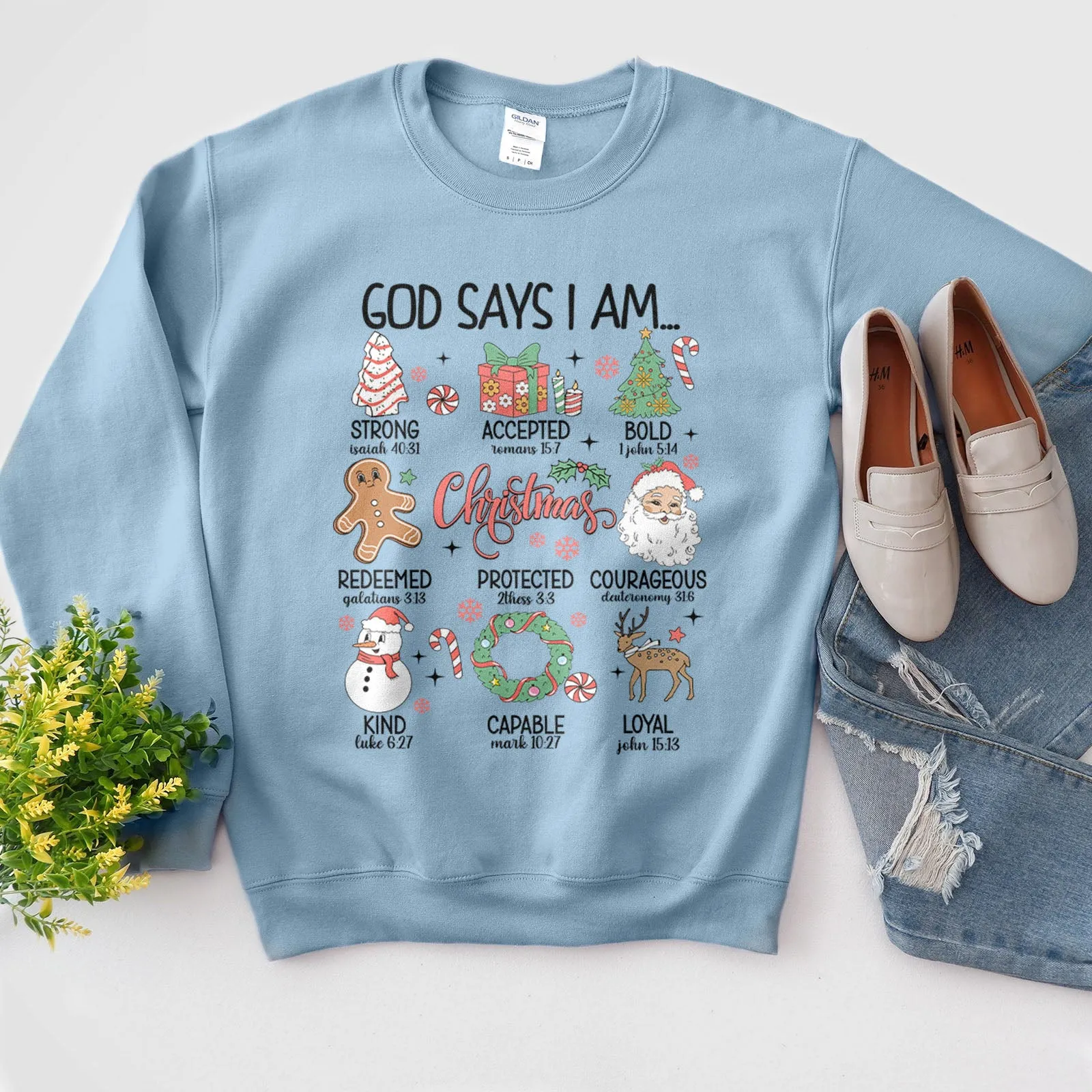 God Says I am.. Christmas Vibes Sweatshirt sold by Faithful and Co. product image thumbnail 3