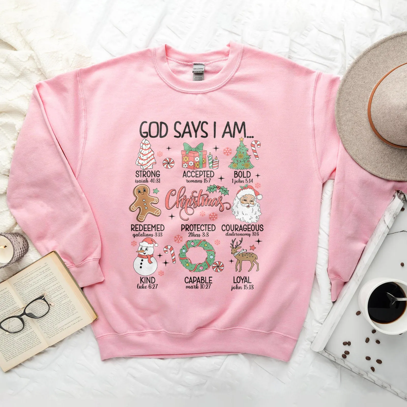 God Says I am.. Christmas Vibes Sweatshirt sold by Faithful and Co. product image thumbnail 2