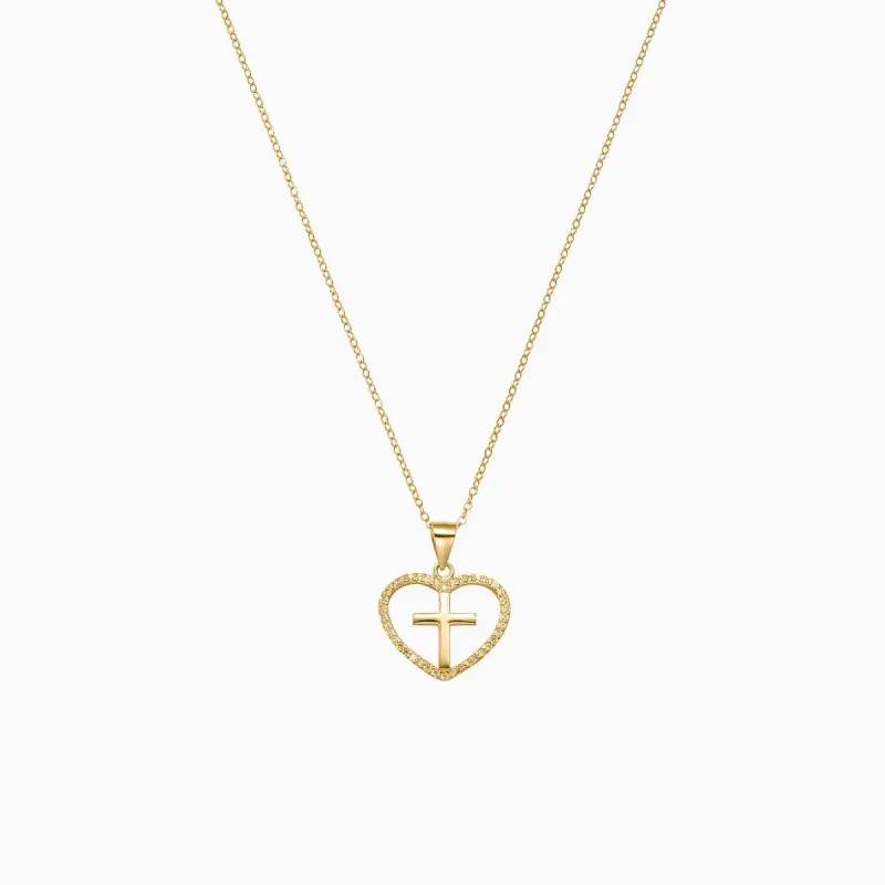 Cross Heart Pendant Necklace sold by Faithful and Co.