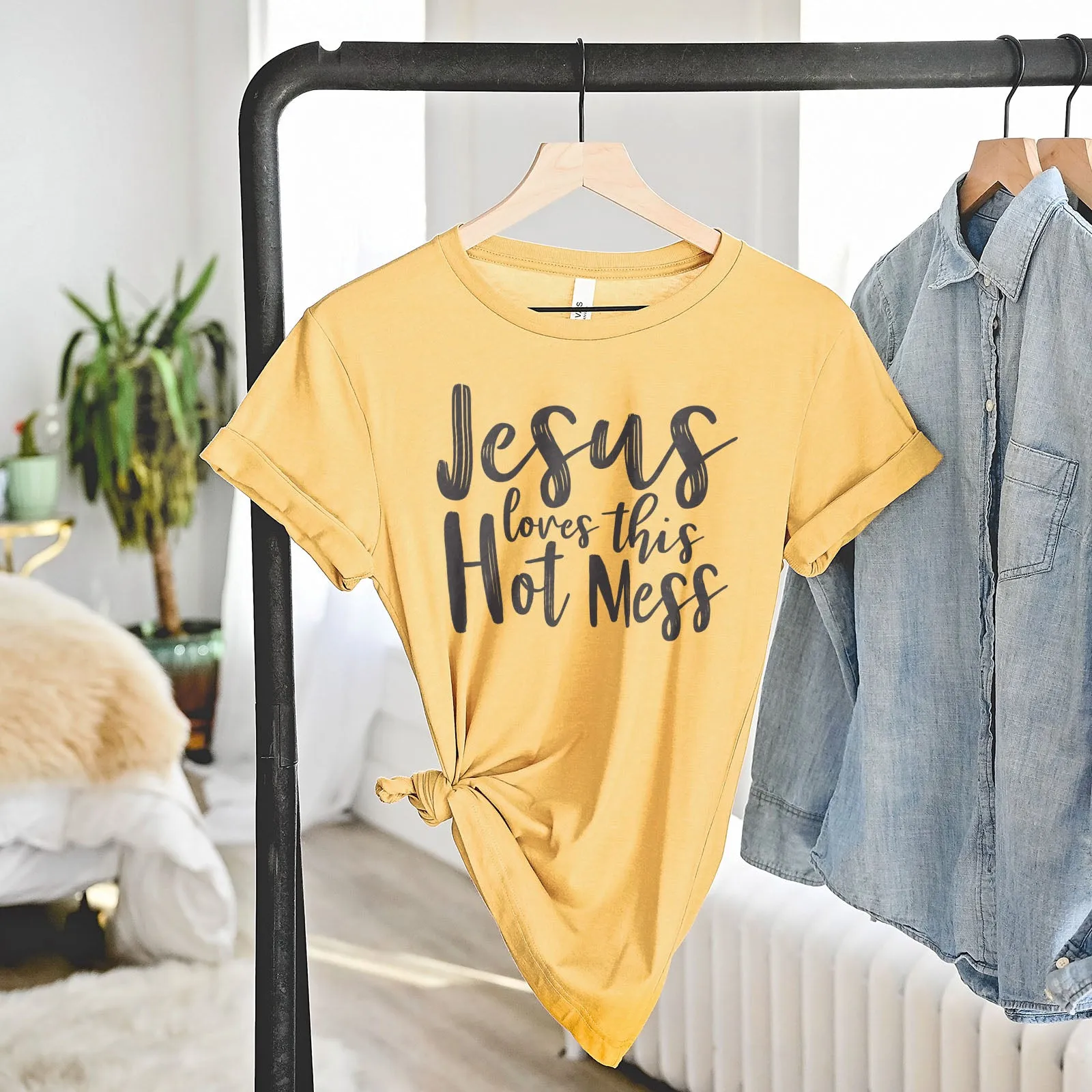 Jesus Loves This Hot Mess Tee sold by Faithful and Co. product image thumbnail 3