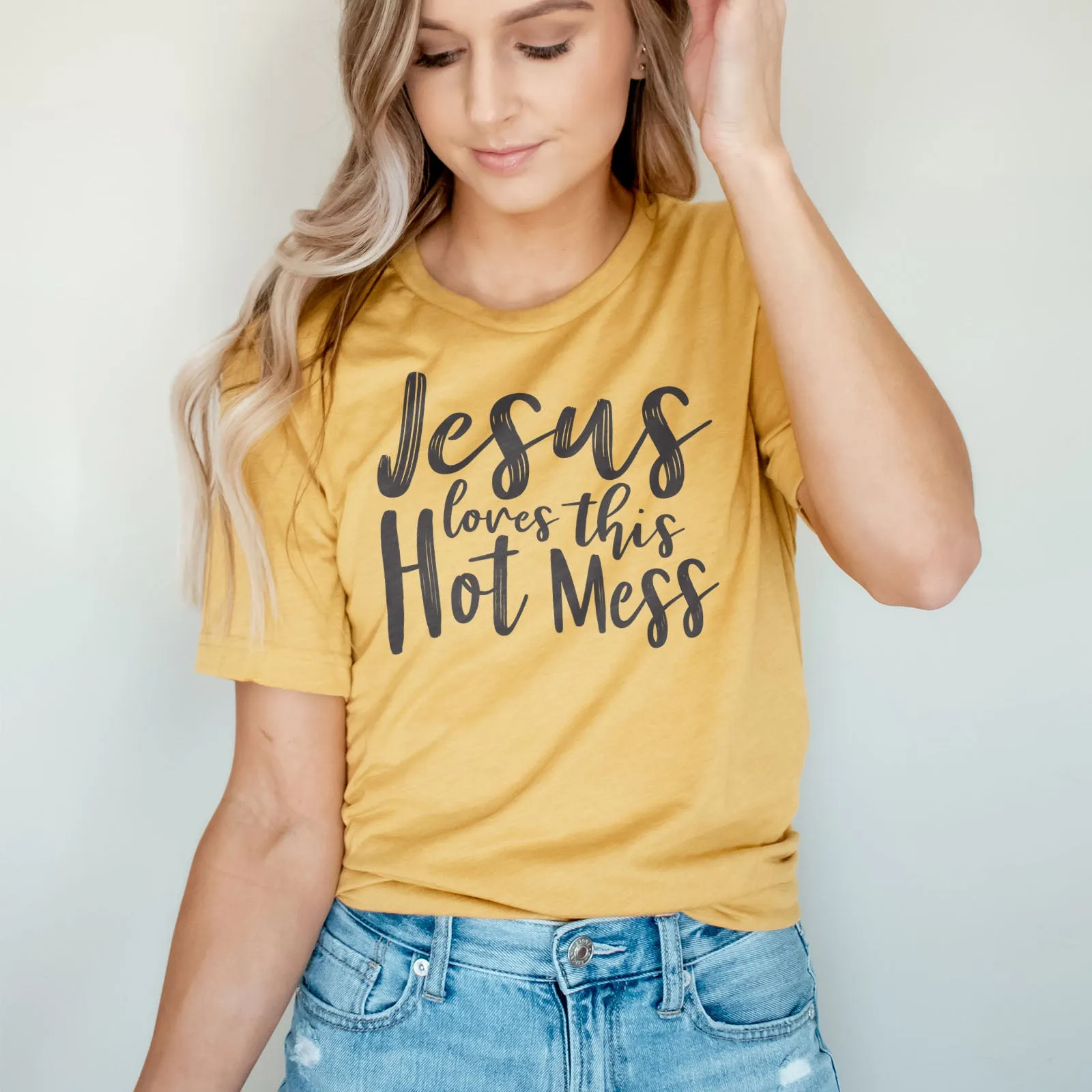 Jesus Loves This Hot Mess Tee sold by Faithful and Co. product image thumbnail 4