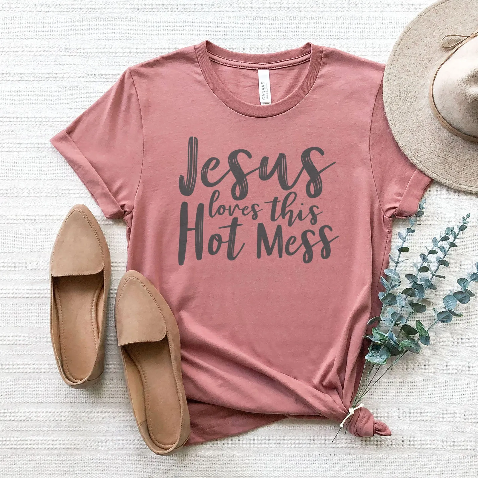 Jesus Loves This Hot Mess Tee sold by Faithful and Co. product image thumbnail 5