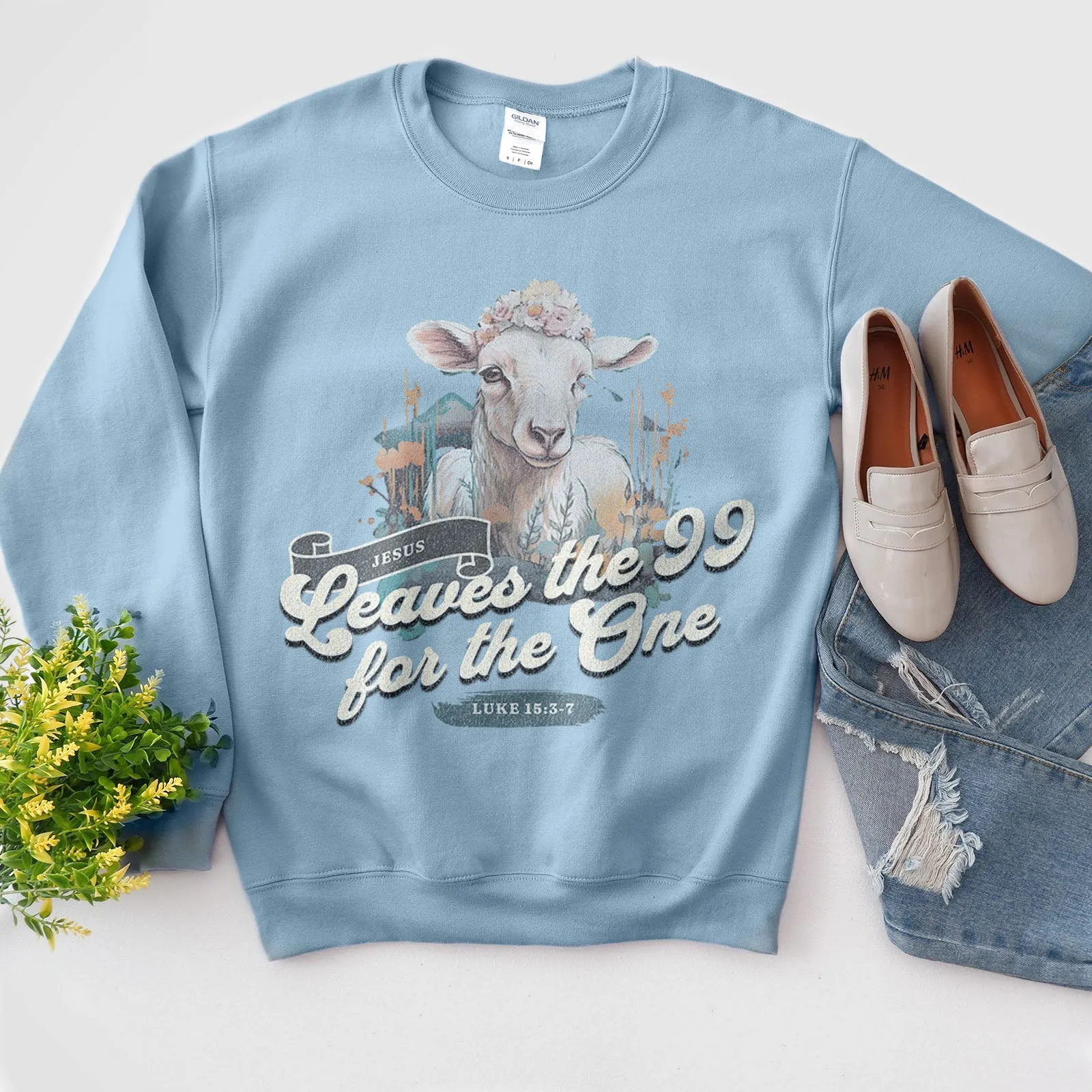 Jesus Leaves the 99 For One Sweatshirt sold by Faithful and Co. product image thumbnail 3