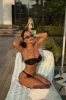 Rosette Bandeau High Waisted Bikini Set - Black sold by Floralkini