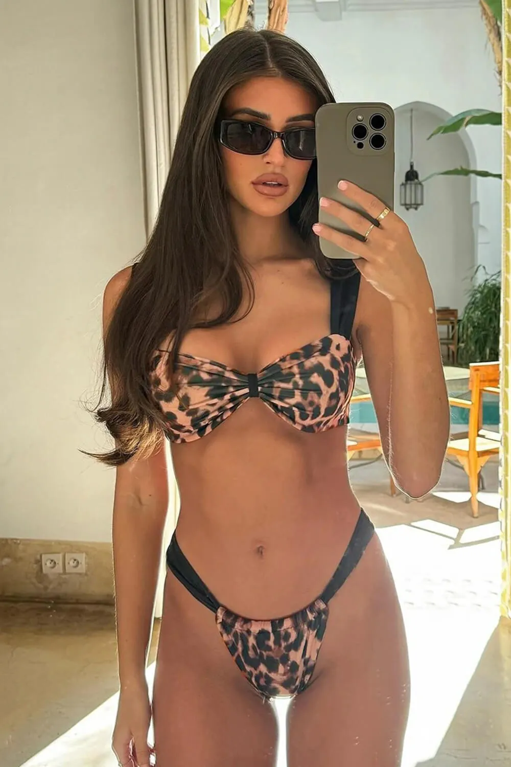 Leopard Printed Ruched Knot Detail Bikini Set sold by Floralkini product image thumbnail 5