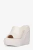 Padded Faux Leather Open Toe Wedge Heeled Mule Sandals - Nude sold by Floralkini