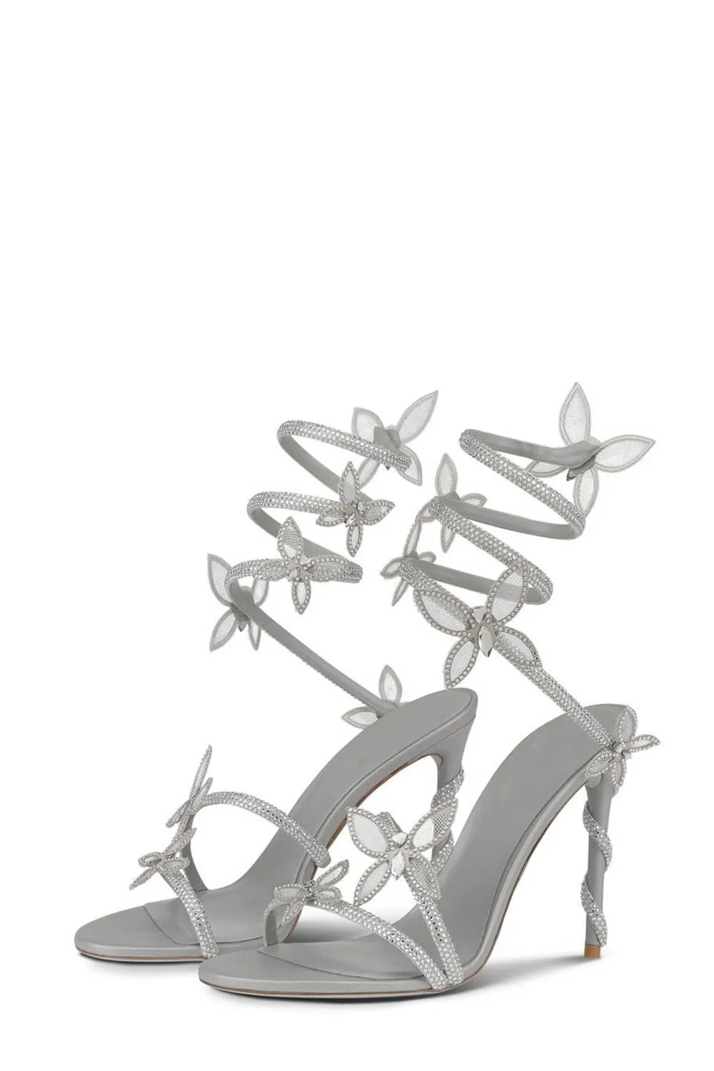 Crystal-Embellished Butterfly Snake Ankle Wrap Stiletto Sandals sold by Floralkini product image thumbnail 4