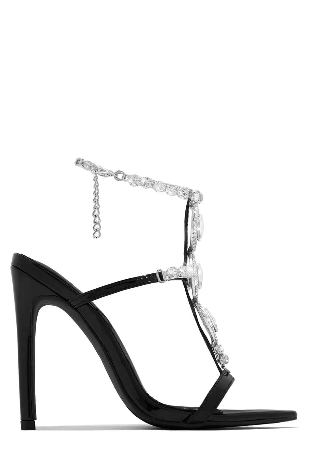 Diamante Embellished Stone Pointed Toe Stiletto Sandals - Black sold by Floralkini product image thumbnail 4