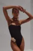 Rosette Choker One Piece Swimsuit - Black sold by Floralkini