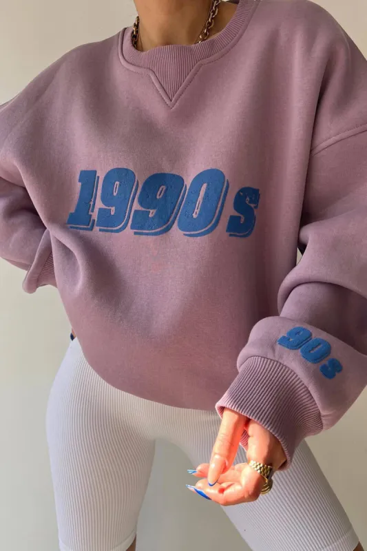 1990S Print Oversize Pullover Unisex Sweatshirt - Orchid/Black/Lightseagreen/Cadetblue/Darkgreen sold by Floralkini