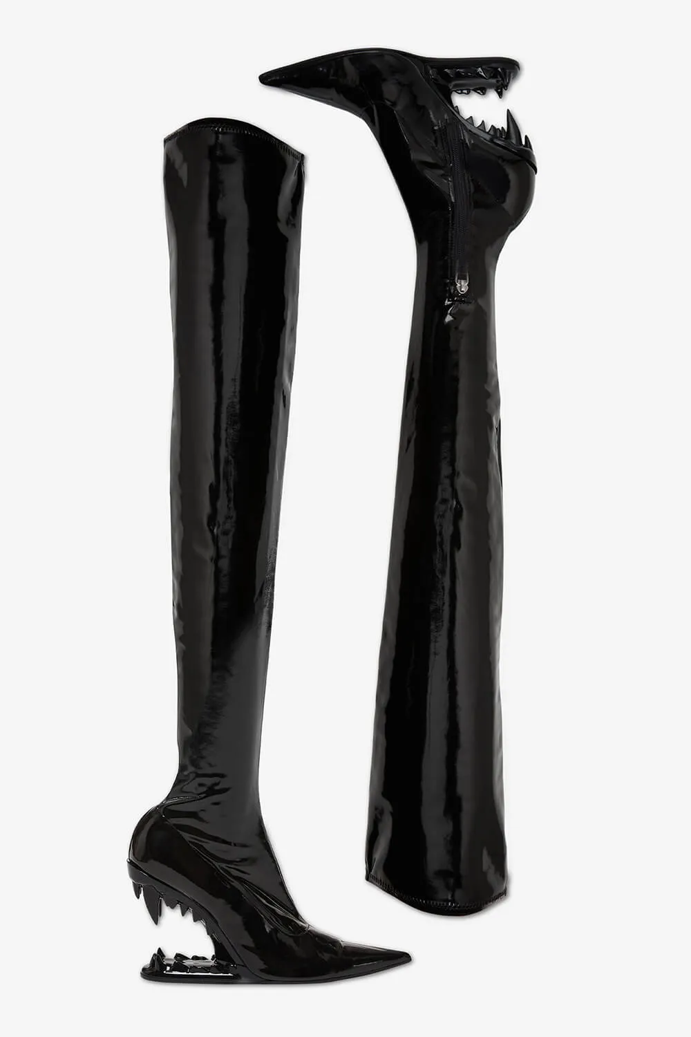 Patent Pointed Toe Over-The-Knee Morso Heeled Boots - Black sold by Floralkini product image thumbnail 4