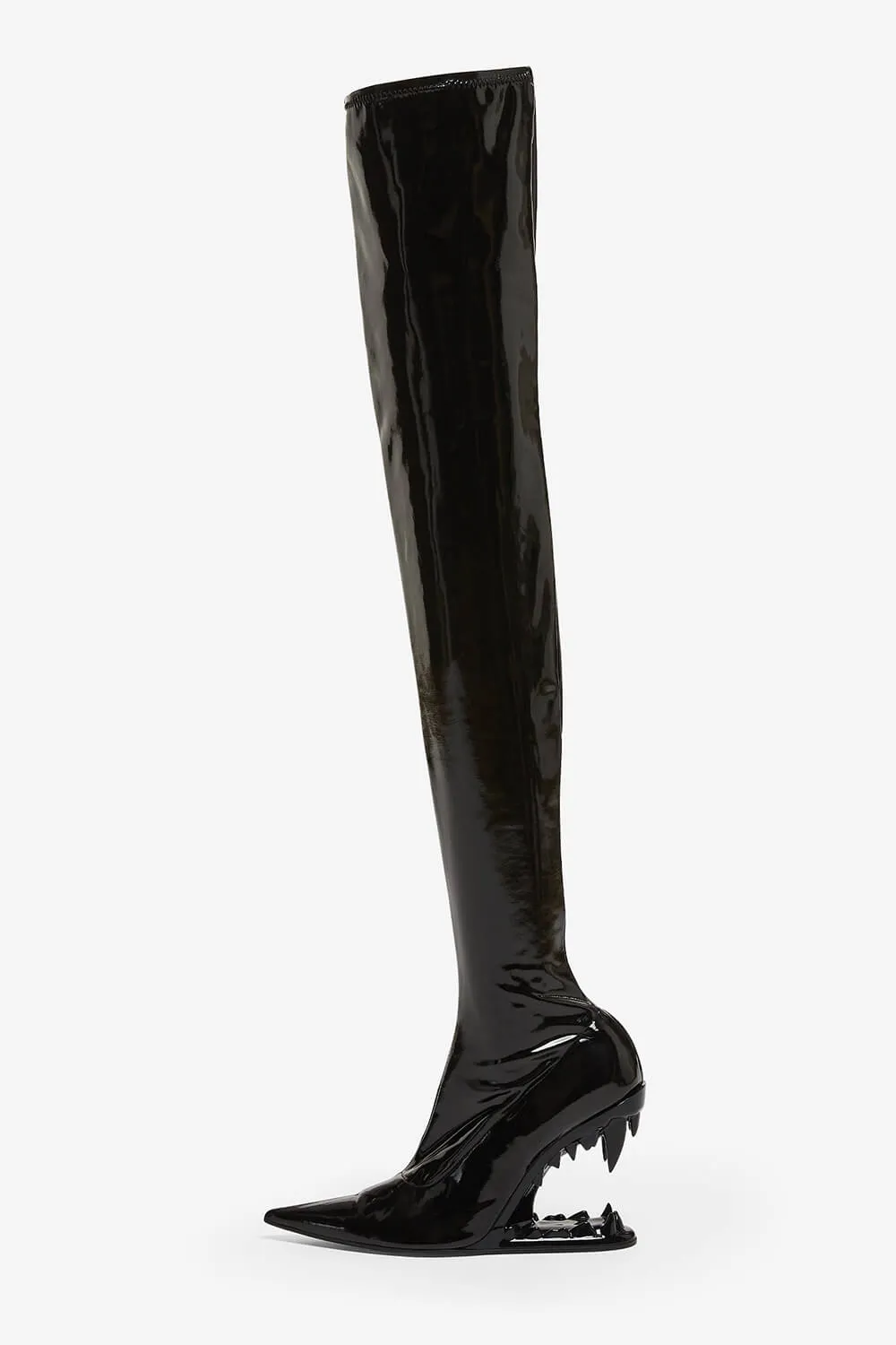 Patent Pointed Toe Over-The-Knee Morso Heeled Boots - Black sold by Floralkini product image thumbnail 3