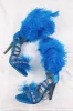 Blue Feather Rhinestone Embroidered High Heeled Sandals sold by Floralkini
