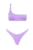 Shimmer Lurex One Shoulder High-Cut Bikini Set sold by Floralkini