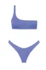 Shimmer Lurex One Shoulder High-Cut Bikini Set sold by Floralkini