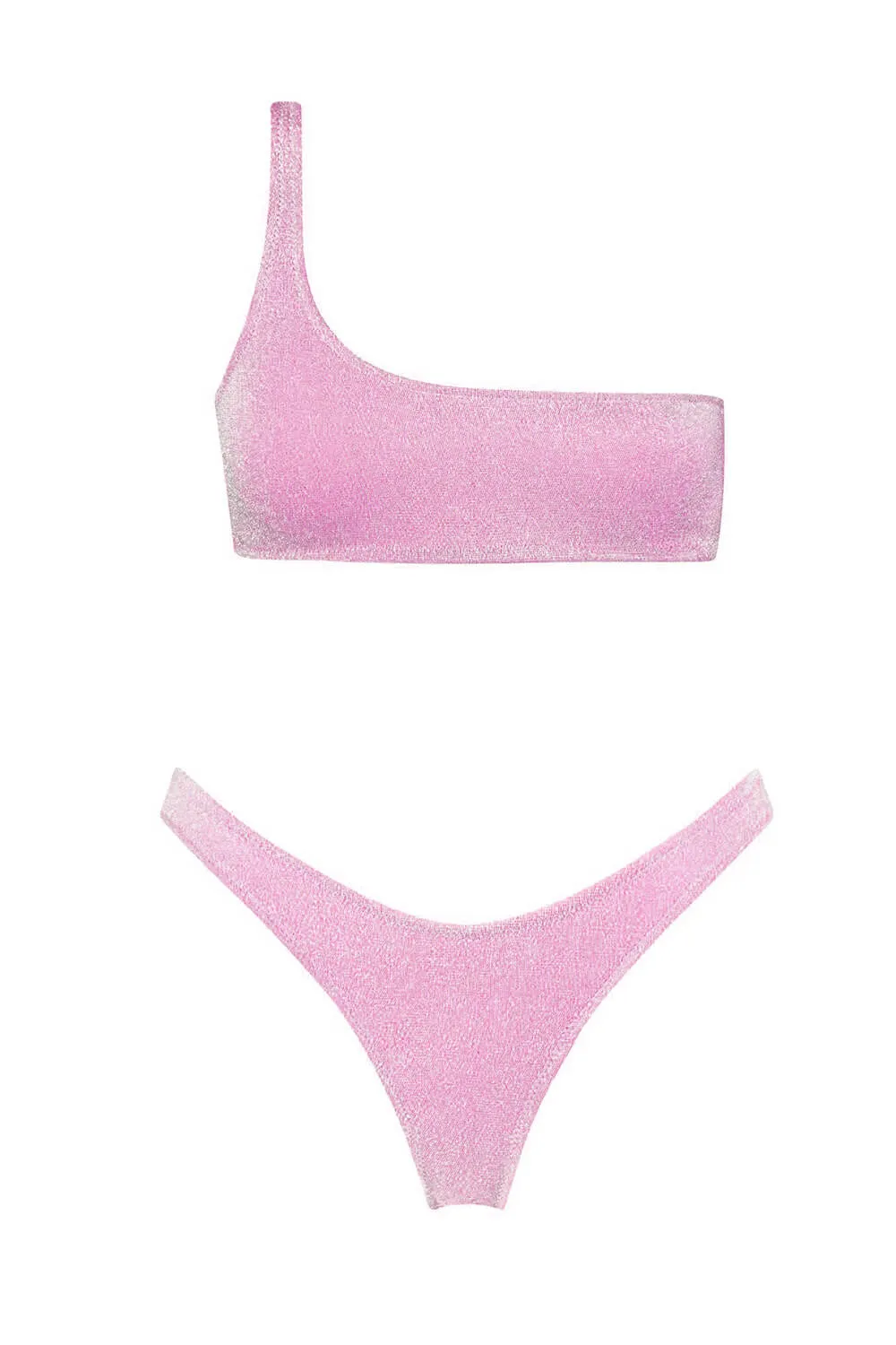 Shimmer Lurex One Shoulder High-Cut Bikini Set sold by Floralkini product image thumbnail 3