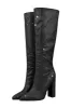 Glitter Knee High Pointed Toe Block Heeled Boots - Black sold by Floralkini