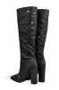 Glitter Knee High Pointed Toe Block Heeled Boots - Black sold by Floralkini