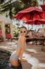 Gray Striped High Waist Bikini Bottom sold by Floralkini