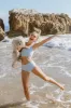 Gray Striped High Waist Bikini Bottom sold by Floralkini