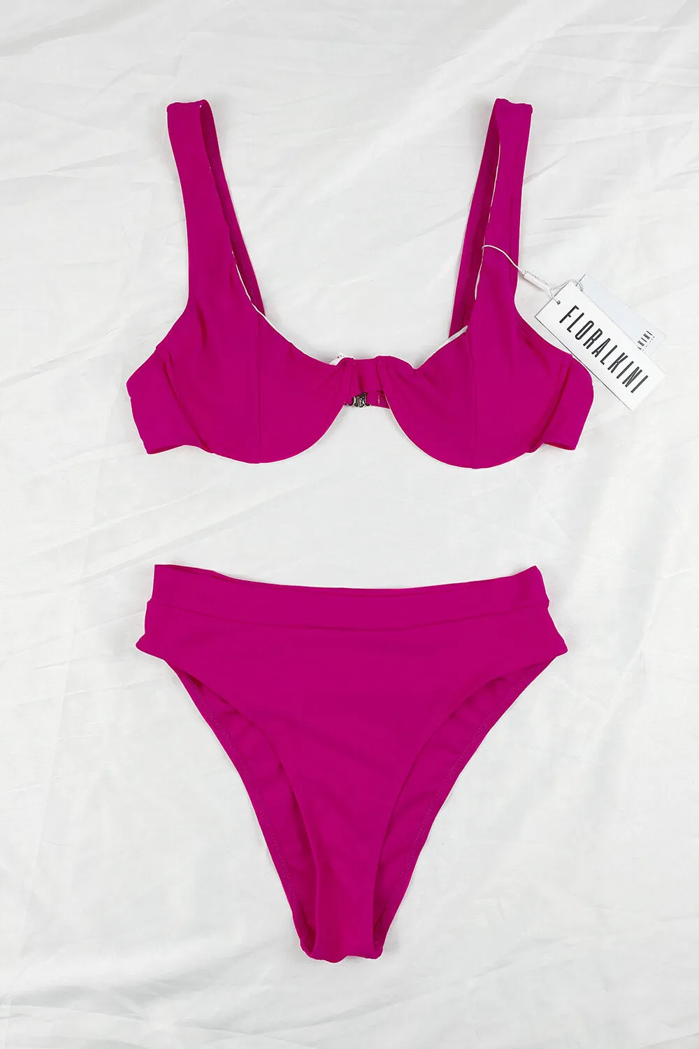 Deep Pink High Waisted Bikini Bottom sold by Floralkini product image thumbnail 2