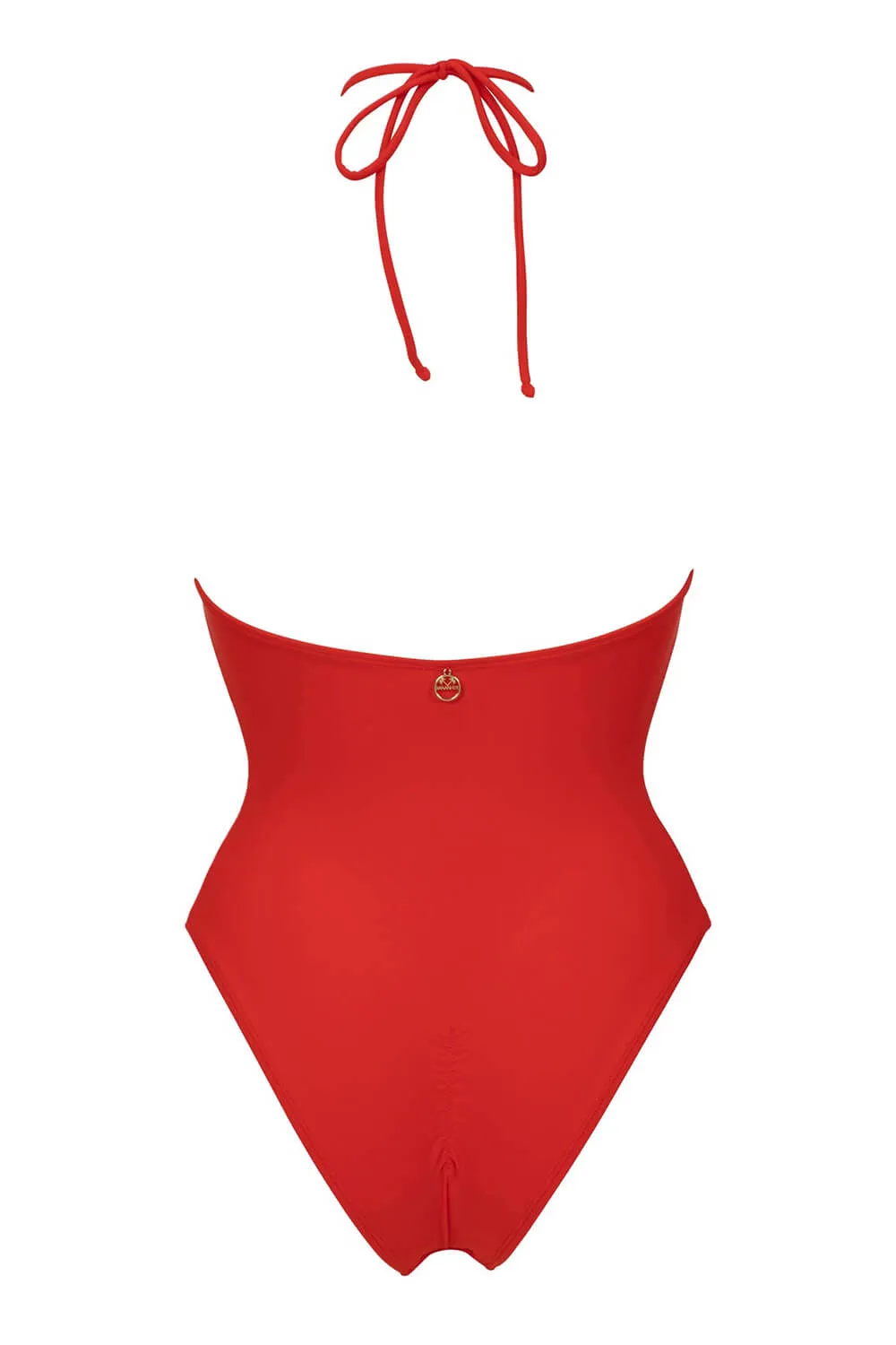 Ruched Cut-Out Halterneck Underwire One Piece Swimsuit - Red sold by Floralkini product image thumbnail 5
