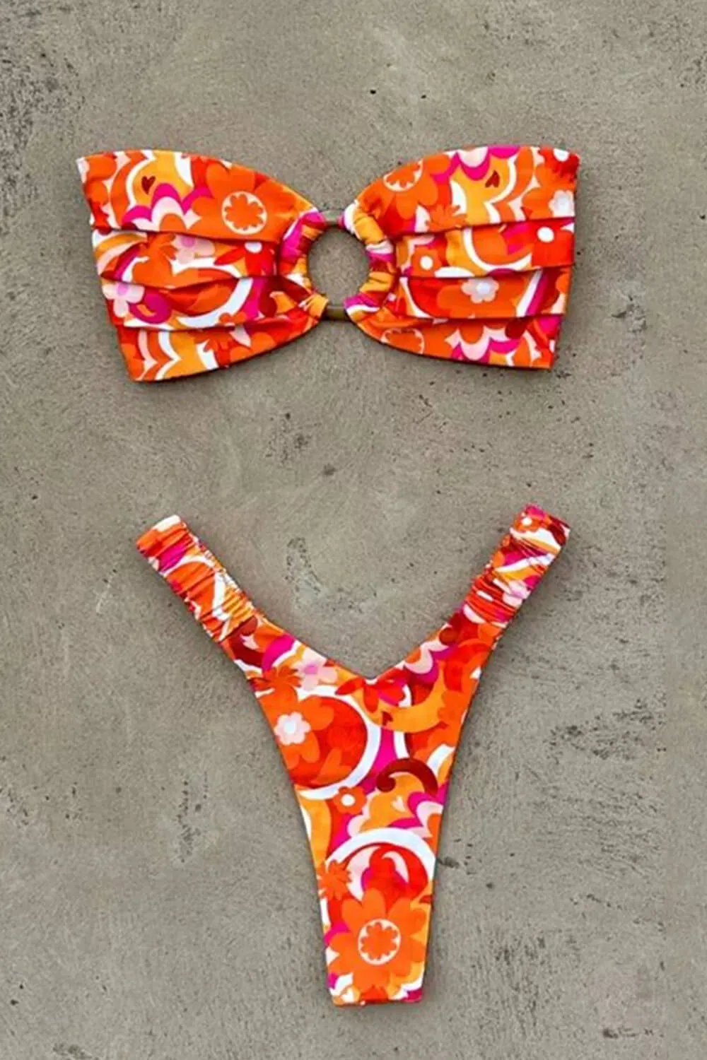 Strapless Bandeau High Cut Bikini Set With Tortoise Shell O-Ring Detail - Magnetic Marmalade sold by Floralkini product image thumbnail 5