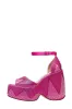 Rhinestone-Embellished Faux Leather Peep Toe Wedge Heeled Ankle Sandals sold by Floralkini