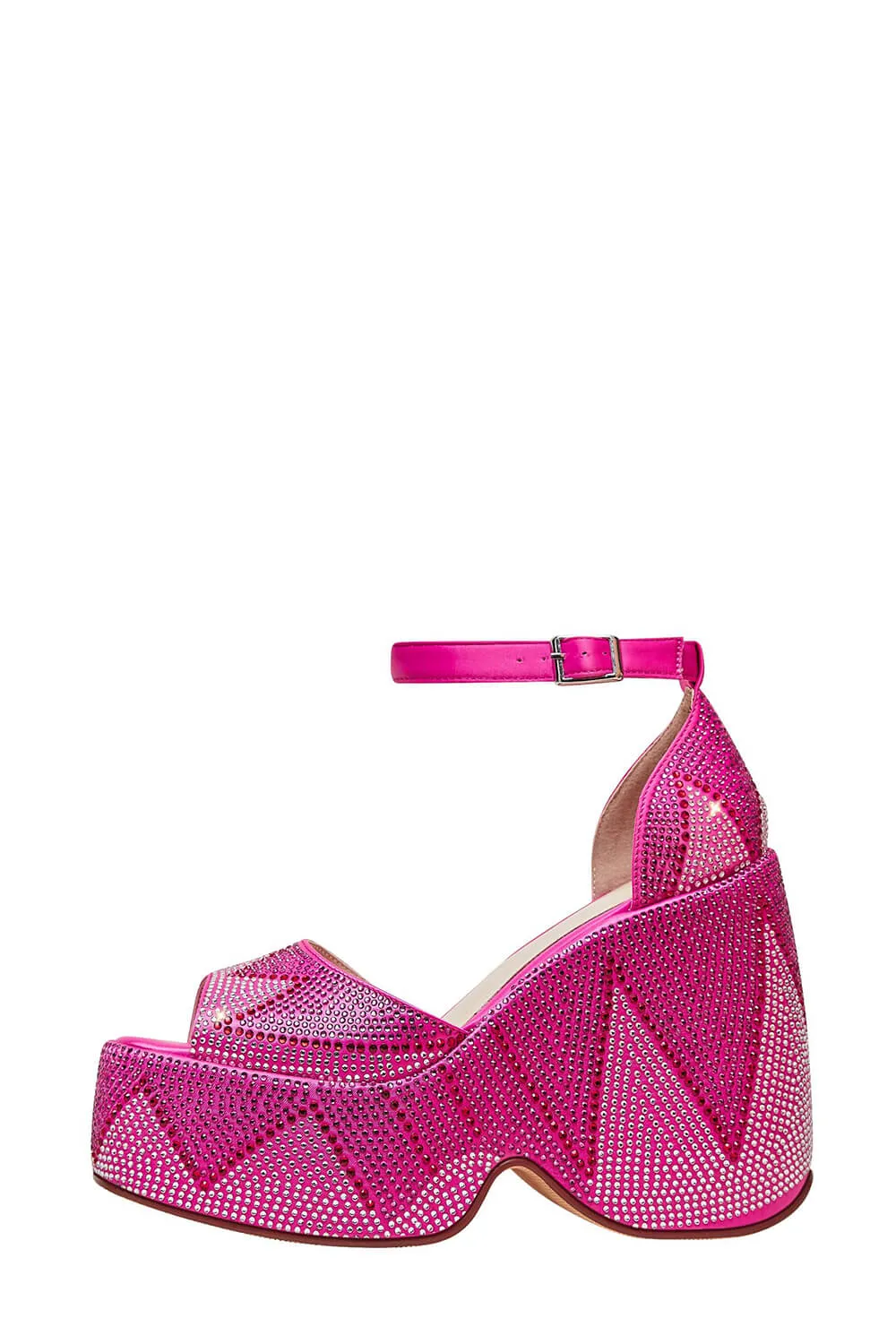 Rhinestone-Embellished Faux Leather Peep Toe Wedge Heeled Ankle Sandals sold by Floralkini product image thumbnail 5